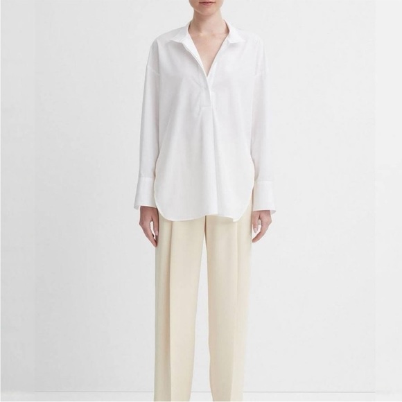 NWT Vince 100% Silk Cream Offwhite Wisteria Wallflower Silk Shirt - Picture 14 of 14